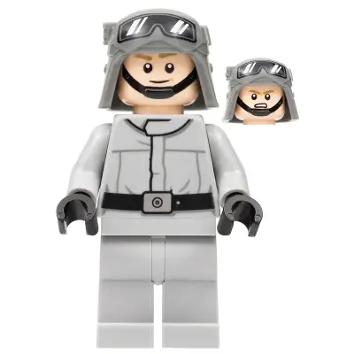  Imperial AT-ST Driver - Helmet with Molded Goggles, Light Bluish Gray Jumpsuit, Plain Legs