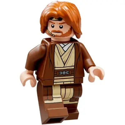  Obi-Wan Kenobi - Reddish Brown Robe, Dark Orange Mid-Length Tousled with Center Part Hair