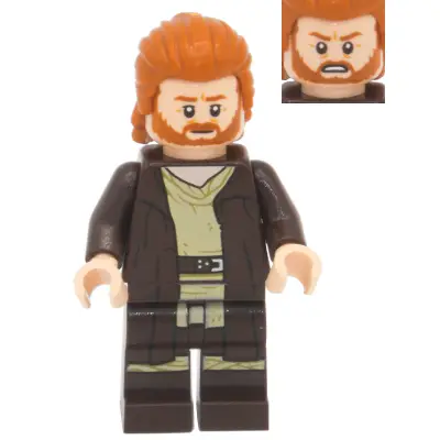  Obi-Wan Kenobi - Dark Brown Robe, Dark Orange Mid-Length Hair with Ruffled Back