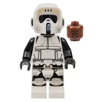  Imperial Scout Trooper - Female, Dual Molded Helmet, Reddish Brown Head, Open Mouth Smirk