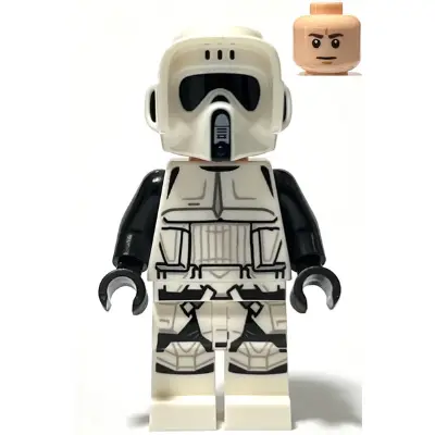  Imperial Scout Trooper - Male, Dual Molded Helmet, Light Nougat Head, Dark Brown Eyebrows, Frown
