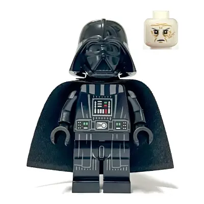  Darth Vader - Printed Arms, Traditional Starched Fabric Cape, White Head with Frown