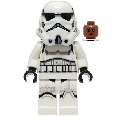  Imperial Stormtrooper - Female, Dual Molded Helmet with Light Bluish Gray Panels on Back, Shoulder Belts, Medium Brown Head