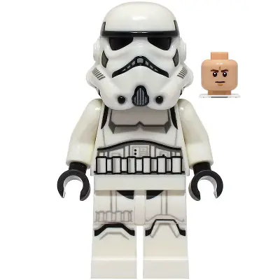  Imperial Stormtrooper - Male, Dual Molded Helmet with Light Bluish Gray Panels on Back, Shoulder Belts, Light Nougat Head