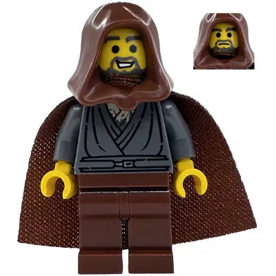  Jedi Bob (Bobarian Afol) - Dark Bluish Gray Tunic, Reddish Brown Hood and Cape