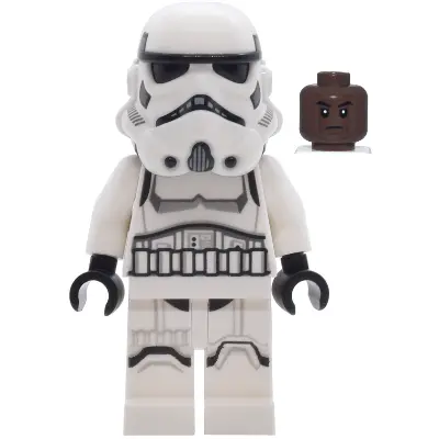  Imperial Stormtrooper - Male, Dual Molded Helmet with Light Bluish Gray Panels on Back, Shoulder Belts, Umber Head
