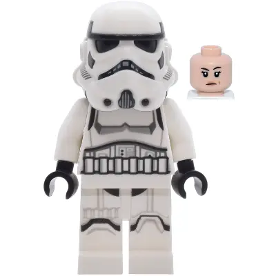  Imperial Stormtrooper - Female, Dual Molded Helmet with Light Bluish Gray Panels on Back, Shoulder Belts, Light Nougat Head