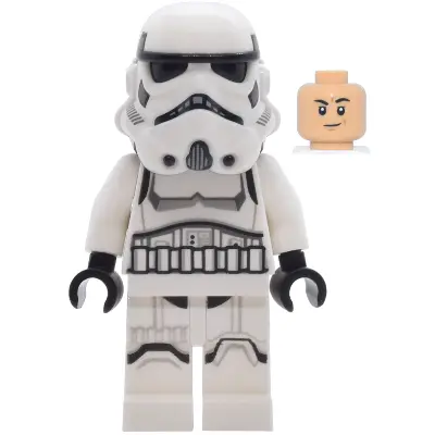  Imperial Stormtrooper - Male, Dual Molded Helmet with Light Bluish Gray Panels on Back, Shoulder Belts, Medium Tan Head