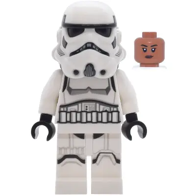  Imperial Stormtrooper - Female, Dual Molded Helmet with Light Bluish Gray Panels on Back, Shoulder Belts, Sienna Head