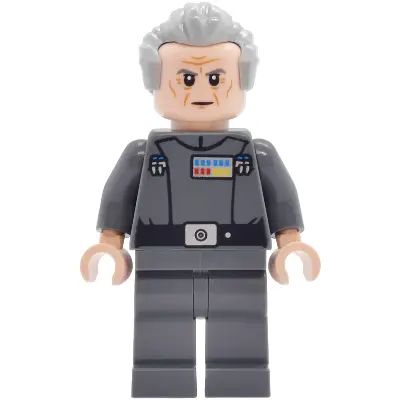  Grand Moff Wilhuff Tarkin - Dark Bluish Gray Uniform, Swept Back Hair, Dark Bluish Gray Eyebrows