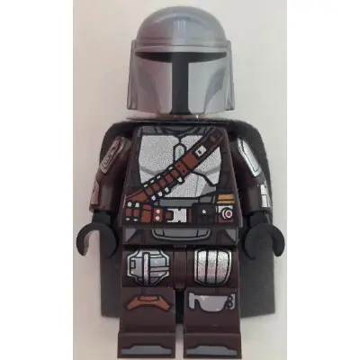  The Mandalorian / Din Djarin / 'Mando' - Silver Beskar Armor, Cape, Printed Head, Reddish Brown and Dark Silver Knee Pads