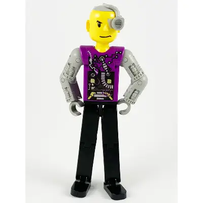  Technic Figure Cyber Person, Black Legs, Mechanical Arms, Yellow Head, Cyborg Eyepiece (4114402)