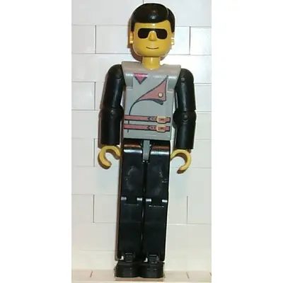  Technic Figure Black Legs, Light Gray Top with 2 Brown Belts, Black Arms (4105224)