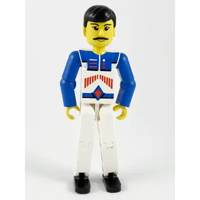  Technic Figure White Legs, White Top with Red Arrow-Type Stripes Pattern, Blue Arms (4105223)