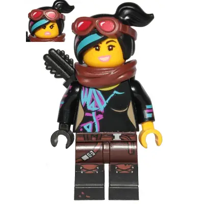  Lucy Wyldstyle with Black Quiver, Reddish Brown Scarf and Goggles, Open Mouth  Smile / Angry