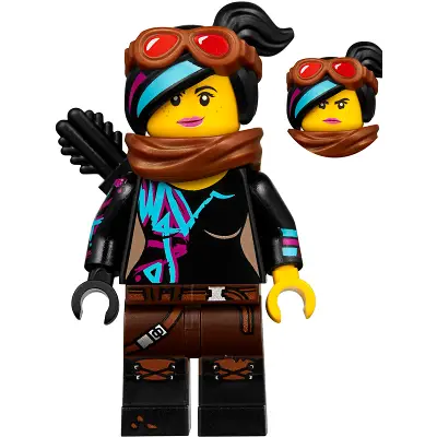  Lucy Wyldstyle with Black Quiver, Reddish Brown Scarf and Goggles, Smile / Angry
