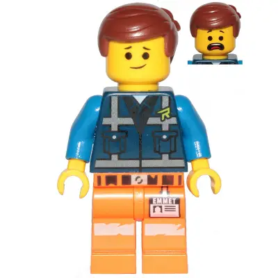  Emmet - Lopsided Smile, Eyebrows / Scared, Dark Blue Uniform