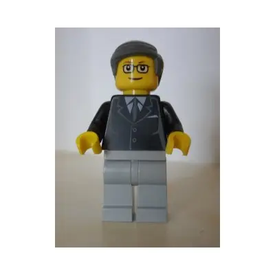  LEGO Brand Store Male, Black Suit, Light Bluish Gray Legs, Dark Bluish Gray Smooth Hair (no specific back printing) {Glasgow}