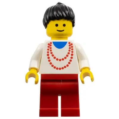  Necklace Red - Red Legs, Black Ponytail Hair