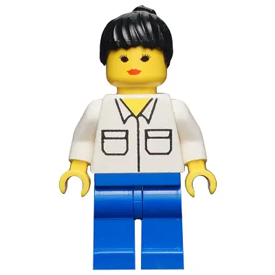  Shirt with 2 Pockets, Blue Legs, Black Ponytail Hair