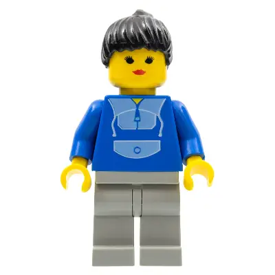  Jogging Suit, Light Gray Legs, Black Ponytail Hair, Closed Mouth