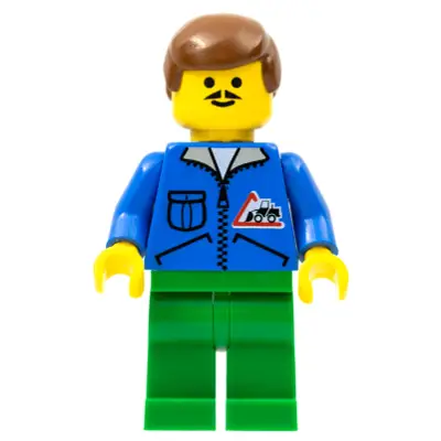  Bulldozer Logo - Green Legs, Brown Male Hair