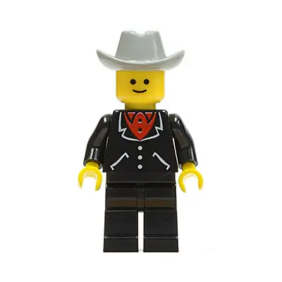  Suit with 3 Buttons Black - Black Legs, Light Gray Cowboy Hat