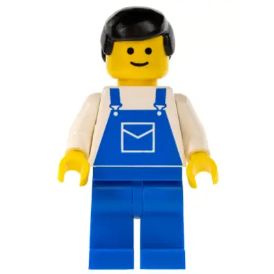  Overalls Blue with Pocket, Blue Legs, Black Male Hair