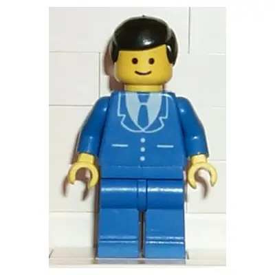  Suit with 3 Buttons Blue - Blue Legs, Black Male Hair