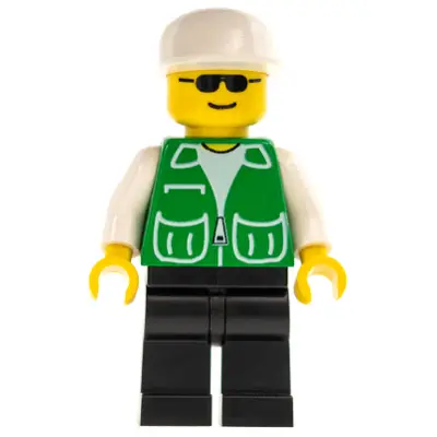  Jacket Green with 2 Large Pockets - Black Legs, White Cap