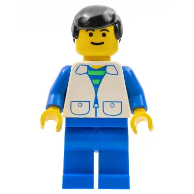  Suit with 2 Pockets White - Blue Legs, Black Male Hair