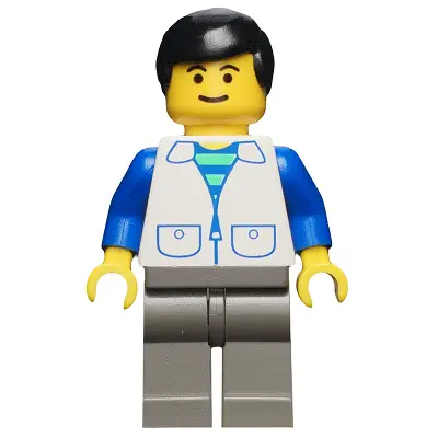  Suit with 2 Pockets White - Dark Gray Legs, Black Male Hair