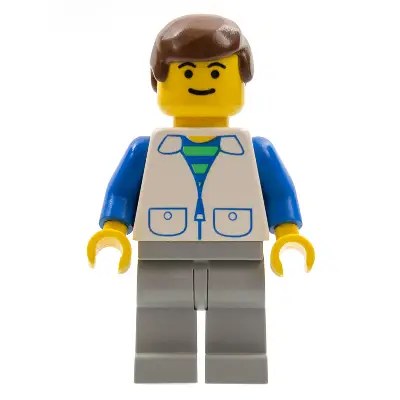  Suit with 2 Pockets White - Light Gray Legs, Brown Male Hair