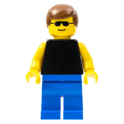  Plain Black Torso with Yellow Arms, Blue Legs, Sunglasses, Brown Male Hair