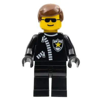  Police - Zipper with Sheriff Star, Brown Male Hair