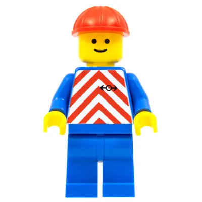  Red & White Stripes - Blue Legs, Red Construction Helmet