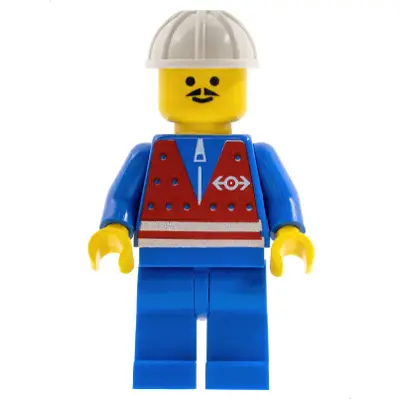  Red Vest and Zipper - Blue Legs, White Construction Helmet, Moustache