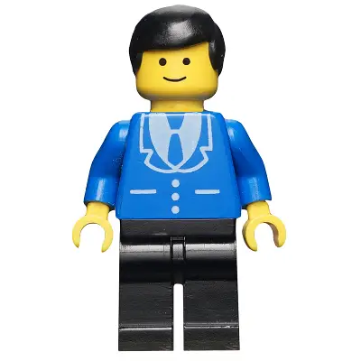  Suit with 3 Buttons Blue - Black Legs, Black Male Hair