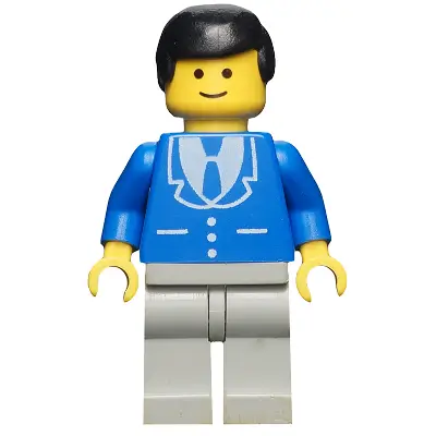  Suit with 3 Buttons Blue - Light Gray Legs, Black Male Hair