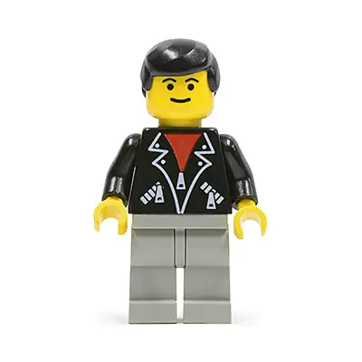  Leather Jacket with Zippers - Light Gray Legs, Black Male Hair