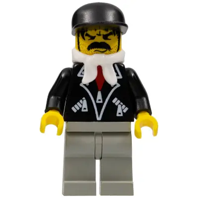  Leather Jacket with Zippers - Light Gray Legs, Black Cap, Bandana