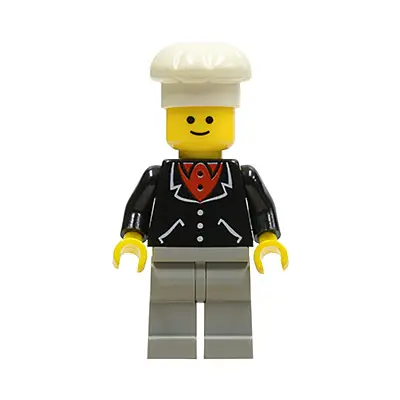  Suit with 3 Buttons Black - Light Gray Legs, White Chef Hat