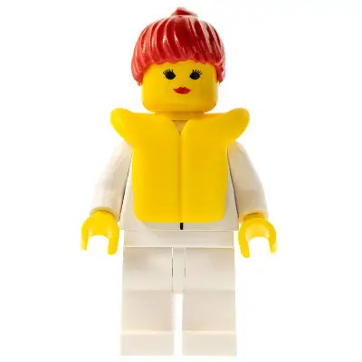  Shirt with 2 Pockets, White Legs, Red Ponytail Hair, Life Jacket