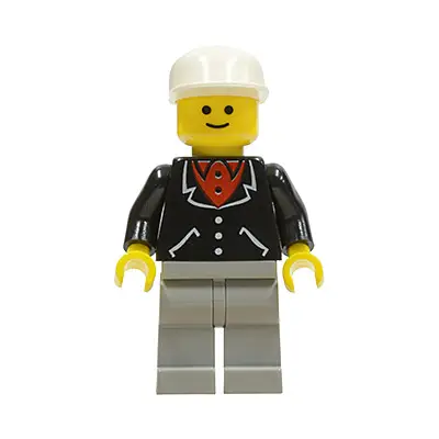  Suit with 3 Buttons Black - Light Gray Legs, White Cap