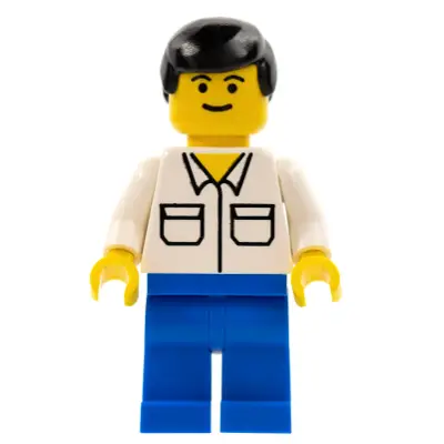  Shirt with 2 Pockets, Blue Legs, Black Male Hair