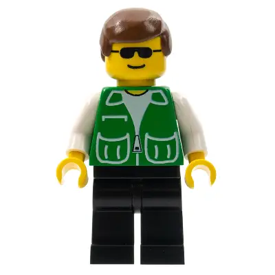  Jacket Green with 2 Large Pockets - Black Legs, Brown Male Hair