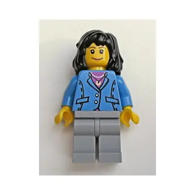  Medium Blue Jacket, Light Bluish Gray Legs, Black Mid-Length Female Hair