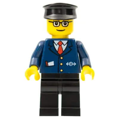  Dark Blue Suit with Train Logo, Black Legs, Brown Eyebrows, Black Hat