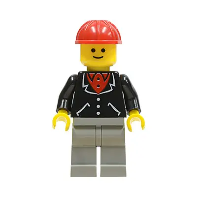  Suit with 3 Buttons Black - Light Gray Legs, Red Construction Helmet