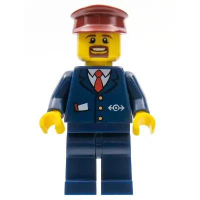  Dark Blue Suit with Train Logo, Dark Blue Legs, Dark Red Hat, Brown Moustache and Goatee